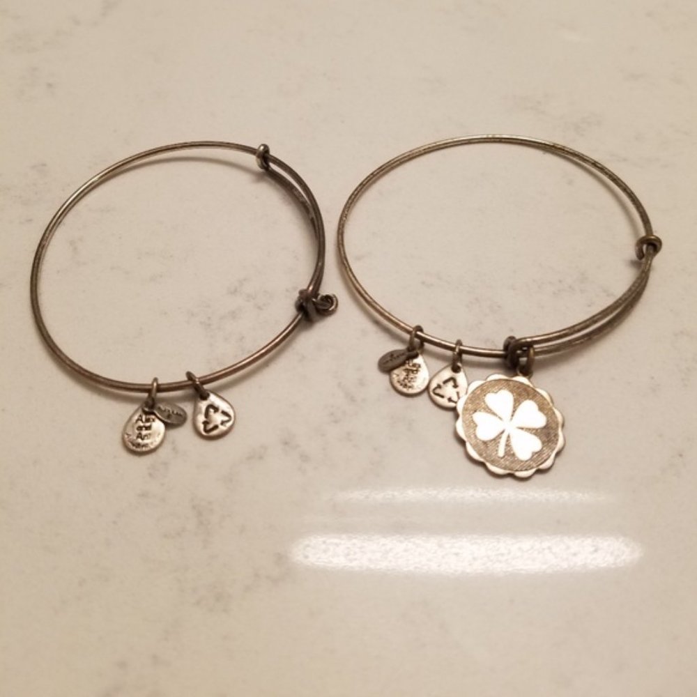 Alex And Ani Silver Lucky Clover Charm Bangle Bracelets St Patrick Day Classic - Picture 8 of 8